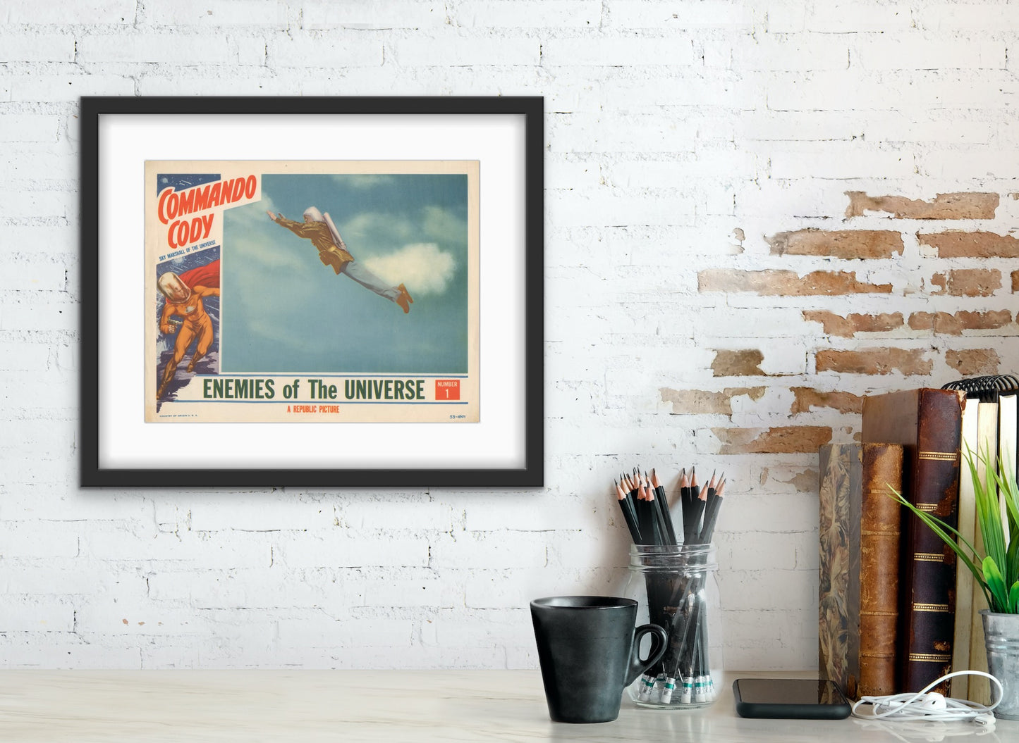 An original chapter 1 lobby card for Commando Cody Sky Marshall of the Universe