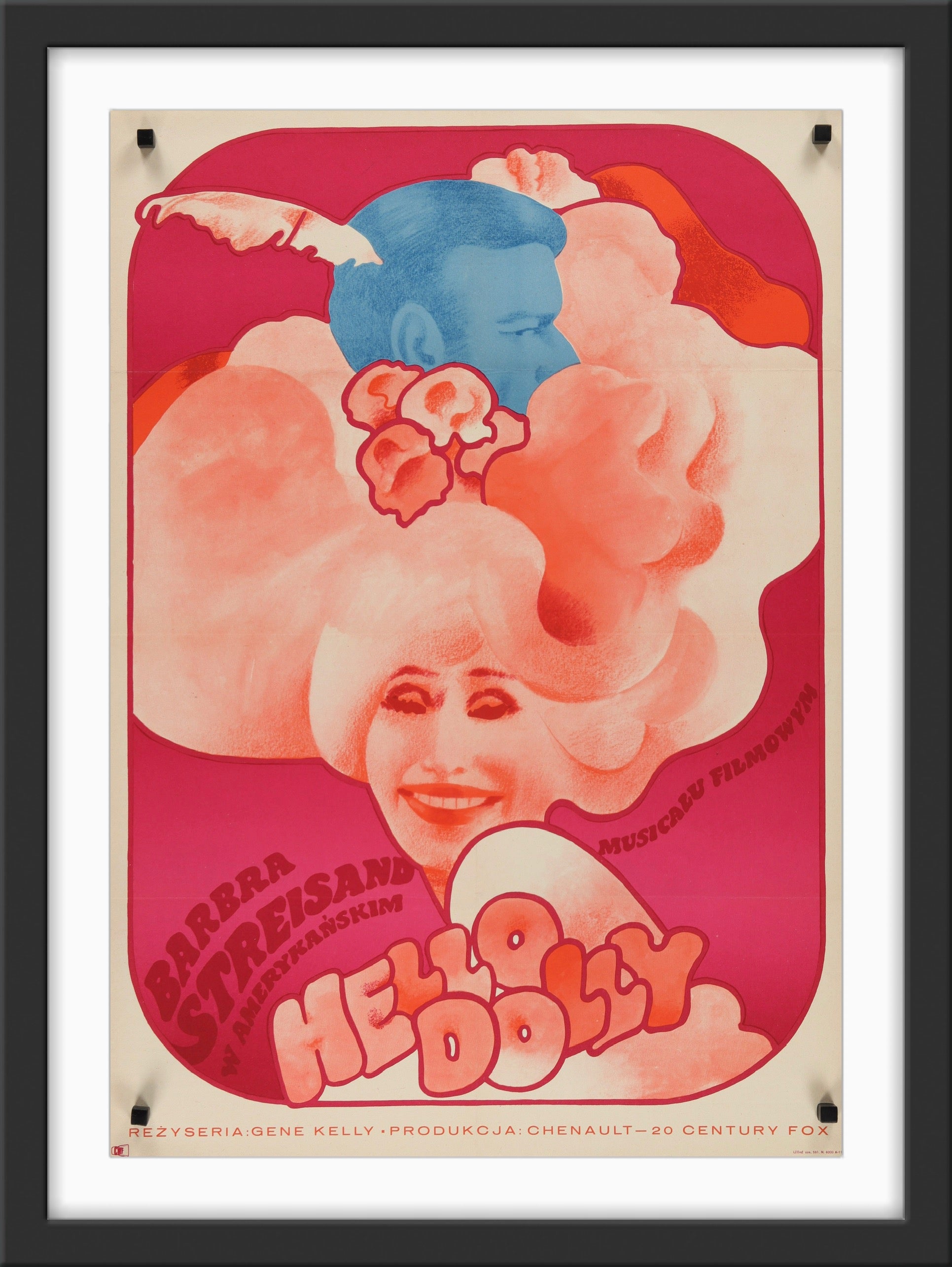 An original Polish movie poster for the Barbra Streisand film Hello Dolly