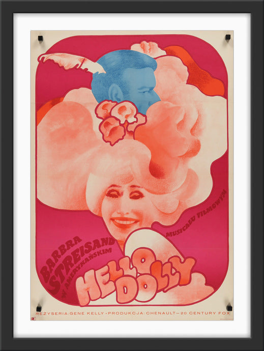 An original Polish movie poster for the Barbra Streisand film Hello Dolly
