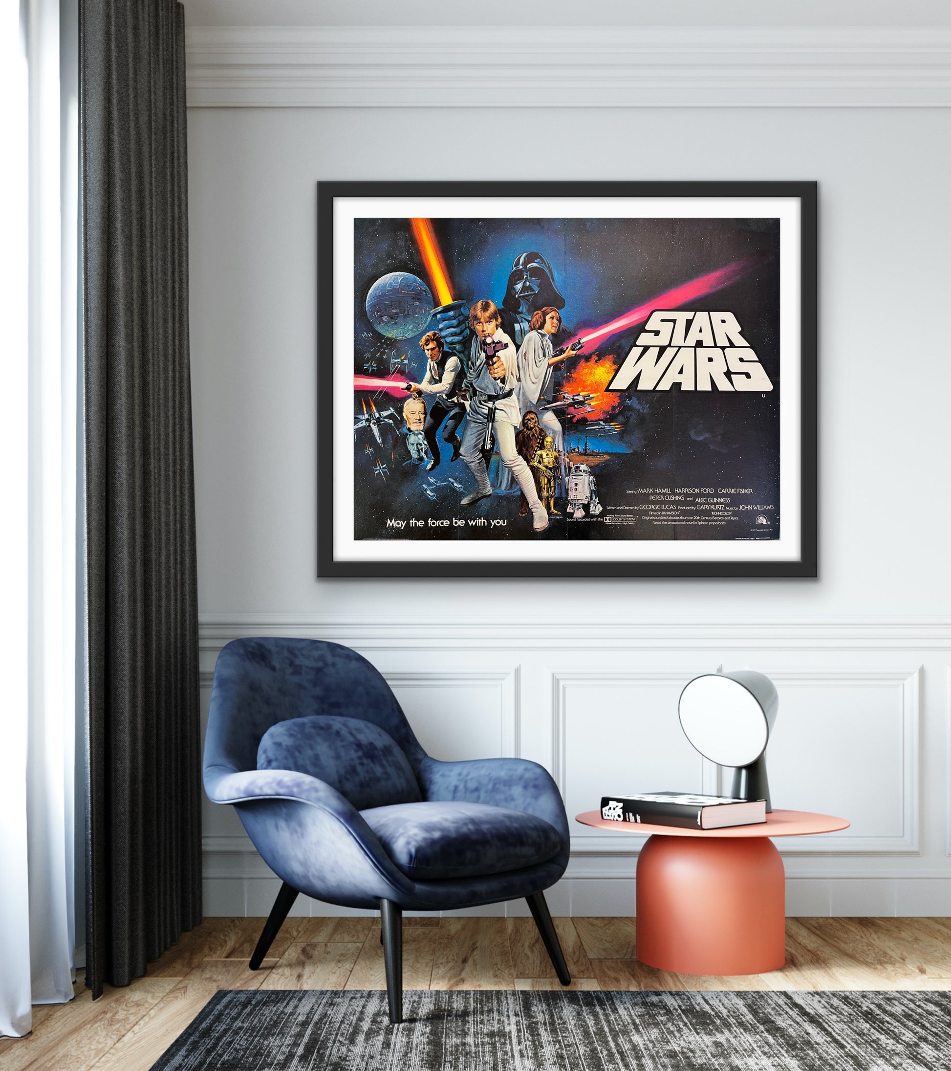 An original pre-awards quad movie poster for the 1977 film Star Wars (A New Hope)