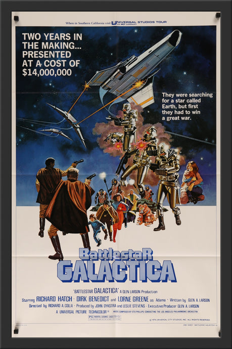 An original movie poster for the sci-fi film Battlestar Galactica