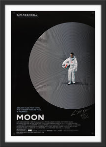 An original movie poster for the film Moon signed by the director