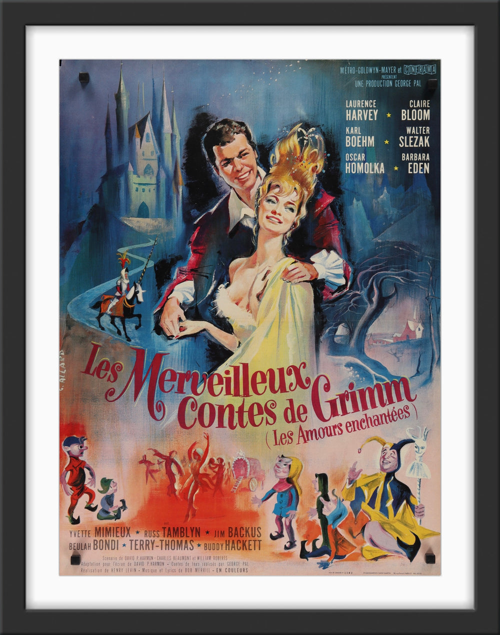 An original French movie poster for the film The Wonderful World of the Brothers Grimm