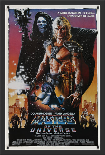An original movie poster for the film Masters of the Universe, with artwork by Drew Struzan