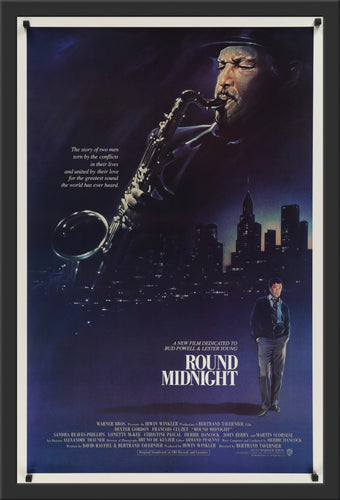An original movie poster for Round Midnight with artwork by Steve Chorney