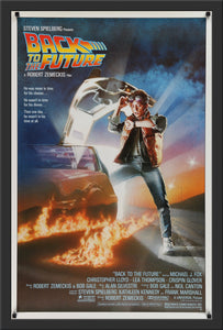 An original movie poster for the film Back to the Future with artwork by Drew Struzan