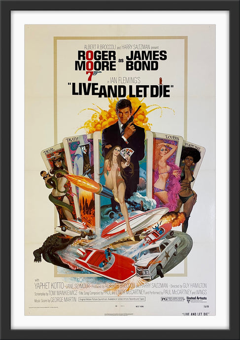 An original movie poster for the James Bond film Live and Let Die