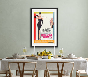 An original movie poster for the Audrey Hepburn film Breakfast At Tiffany's