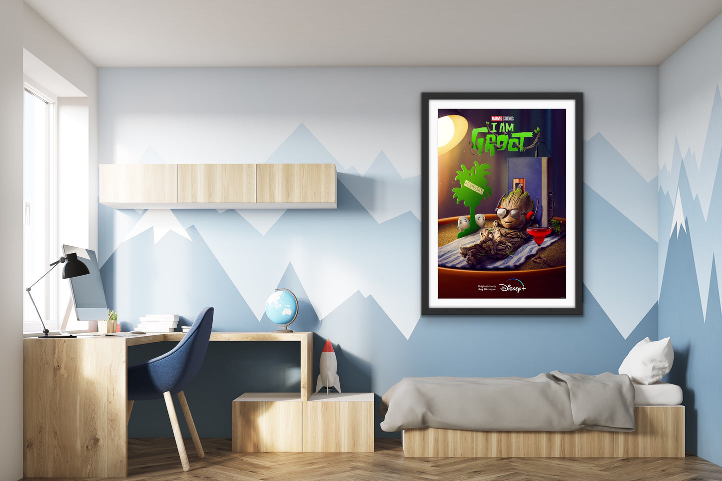 An original poster for the Disney+ / Marvel animated series I am Groot