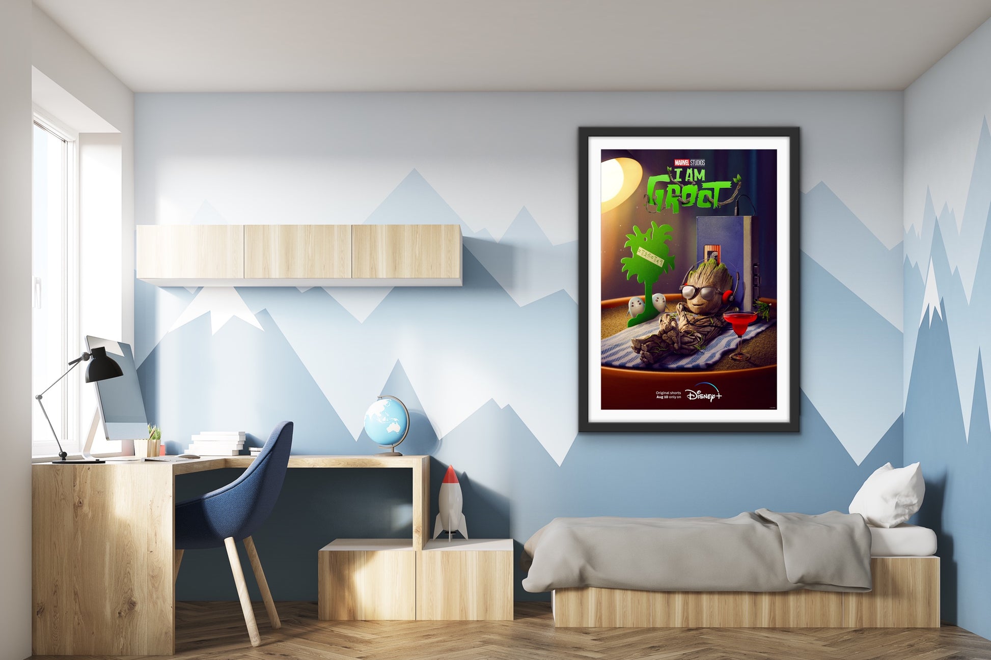 An original poster for the Disney+ / Marvel animated series I am Groot