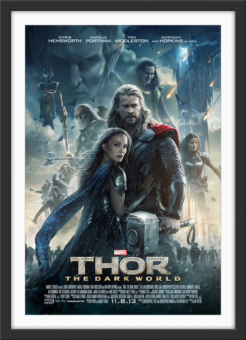 An original movie poster for the Marvel film Thor The Dark World