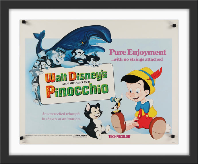 An original half sheet movie poster for the Disney film Pinocchio