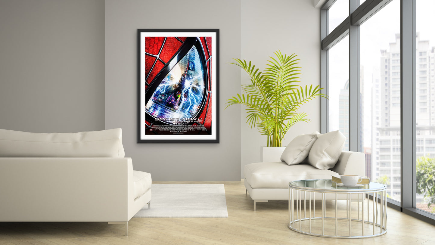 An original movie poster for the film The Amazing Spider-Man 2 / Fights With Electro
