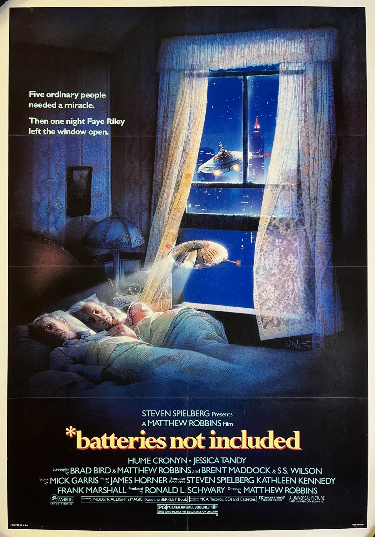 An original movie poster for the film *Batteries Not Included