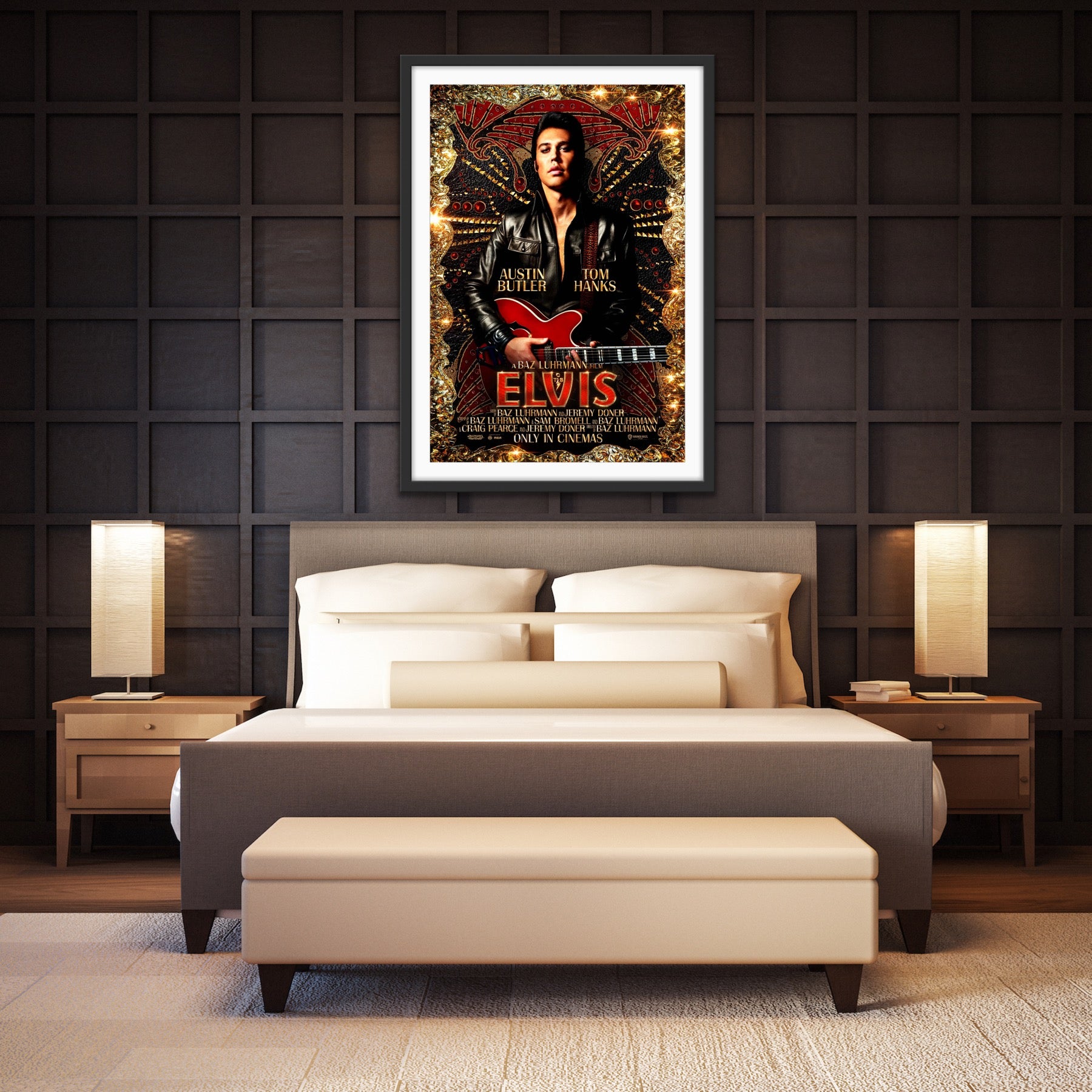 An original movie poster for the Baz Luhrmann film Elvis