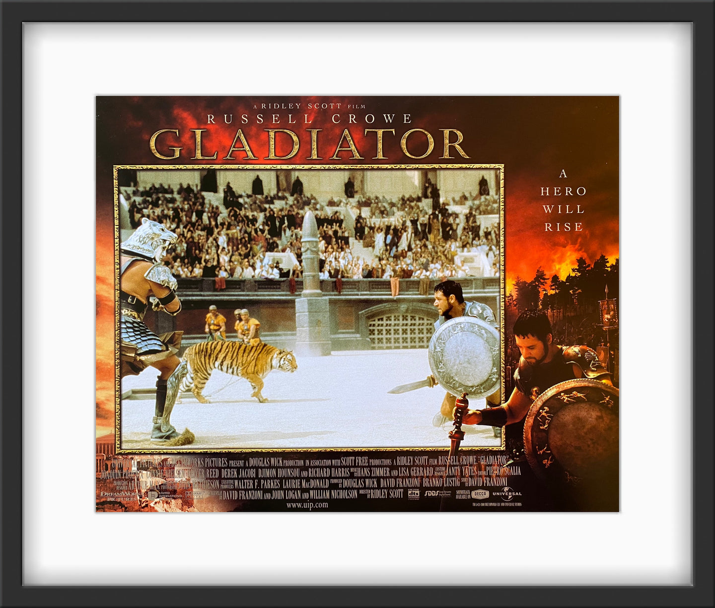 An original 11x14 lobby card for the Ridley Scott / Russell Crowe film Gladiator