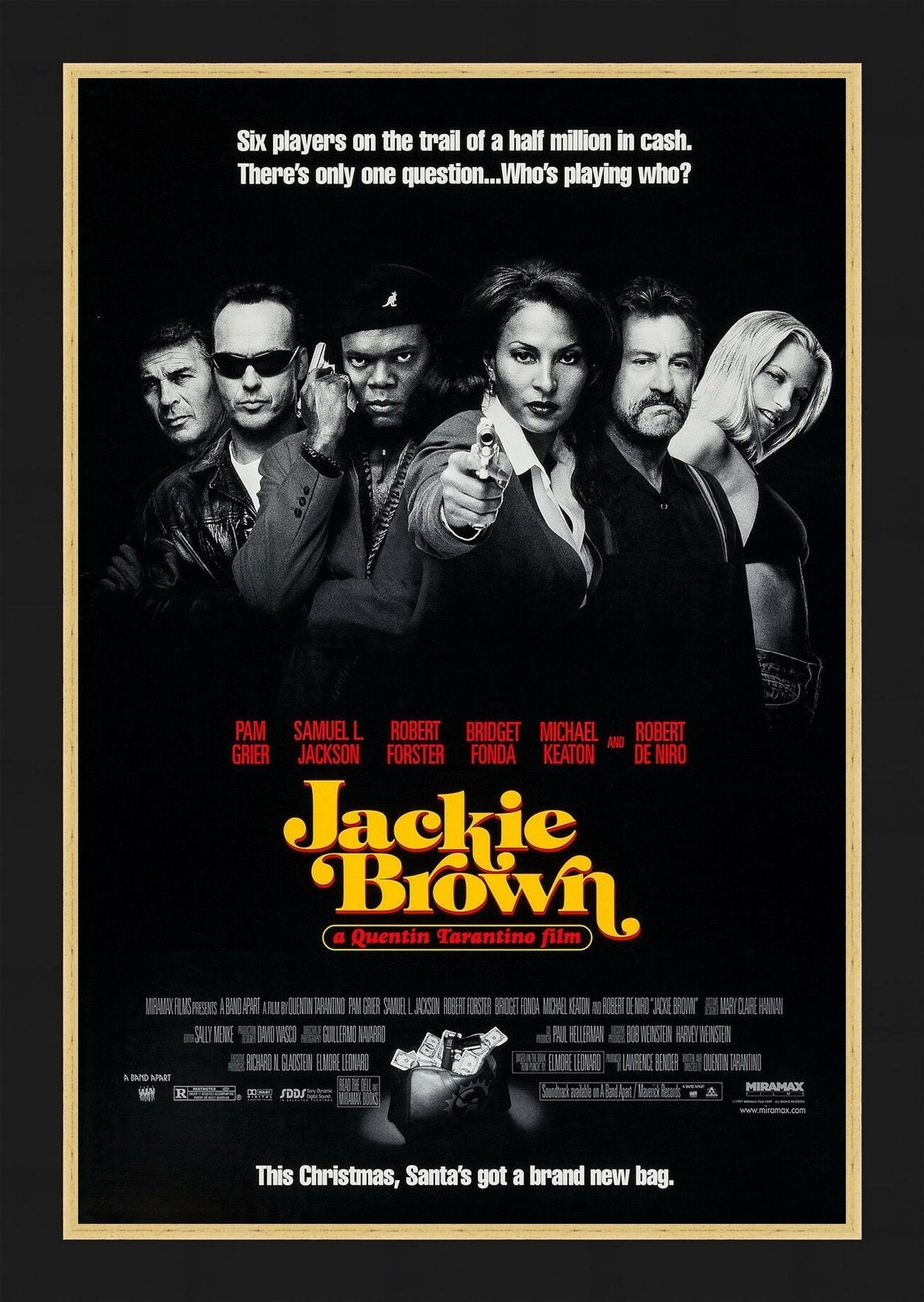 An original movie poster for the Tarantino film Jackie Brown