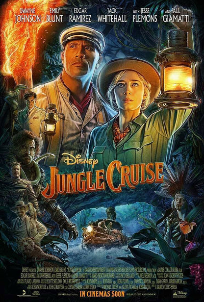 An original movie poster for the Disney film Jungle Cruise