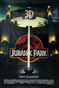 An original movie poster for Steven Spielberg's Jurassic Park