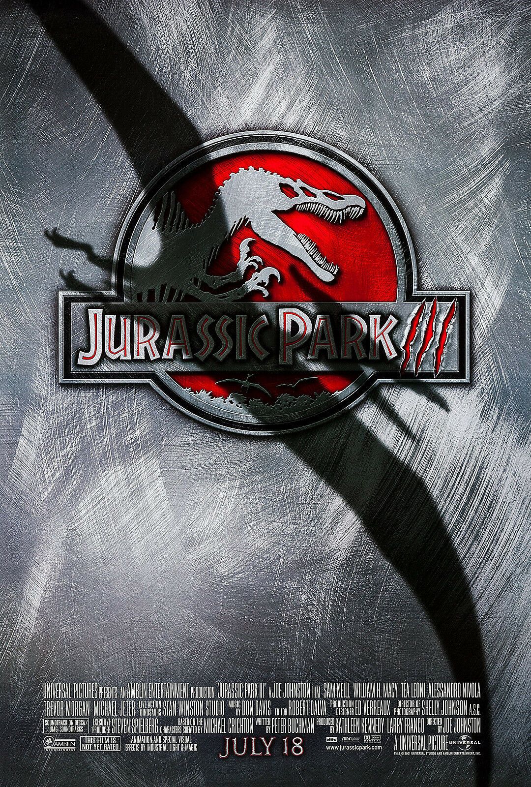 An original movie poster for the film Jurassic Park 3