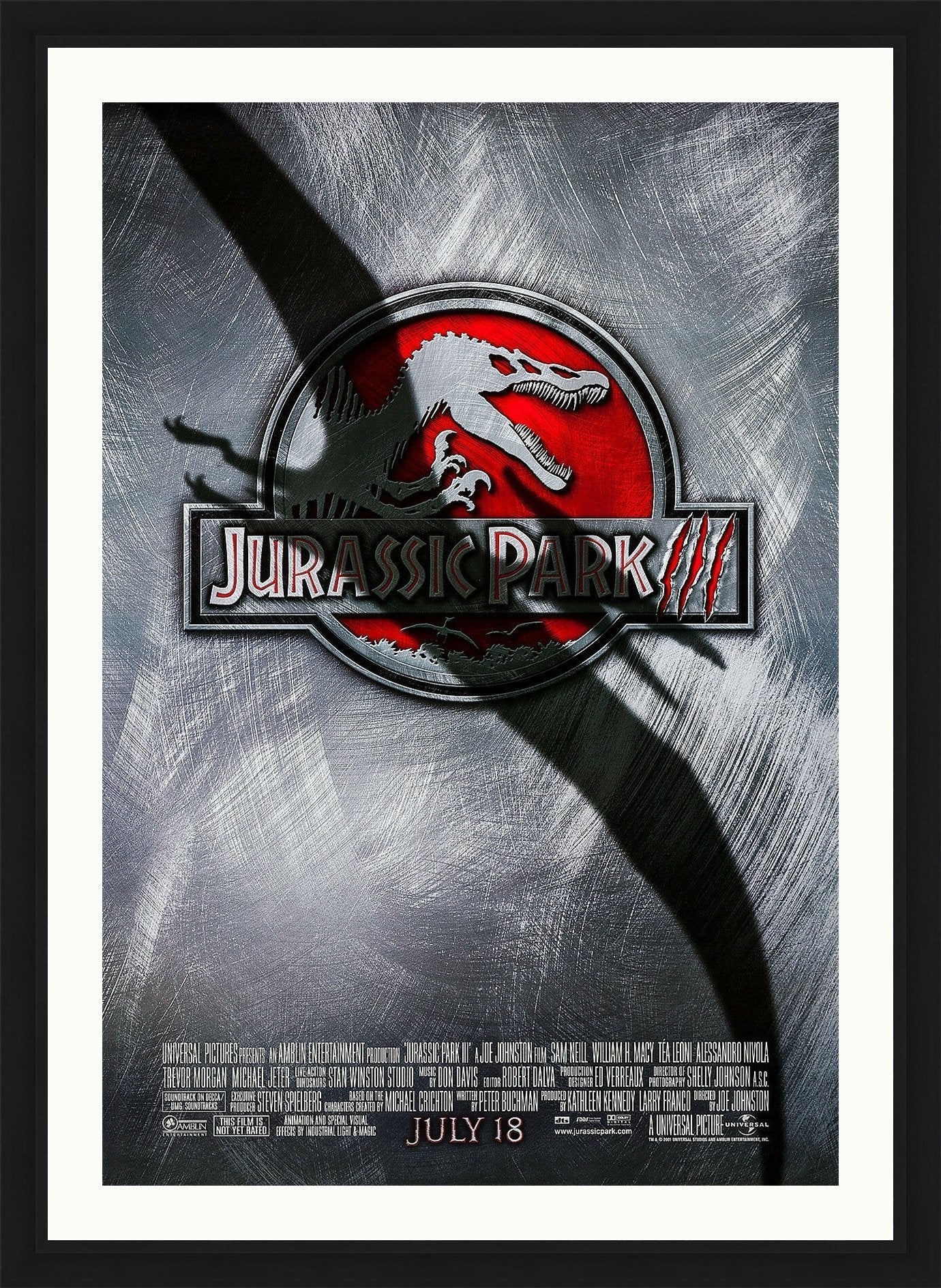 An original movie poster for the film Jurassic Park 3