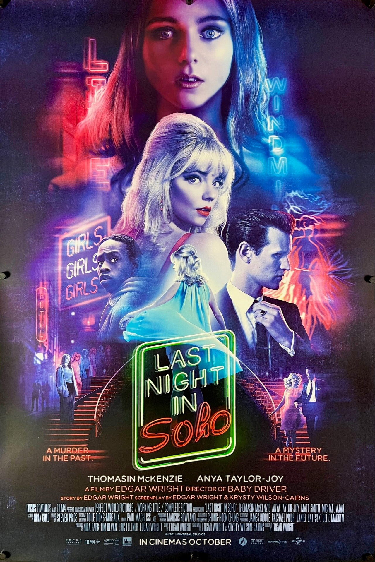 An original movie poster for the Edgar Wright film Last Night In Soho