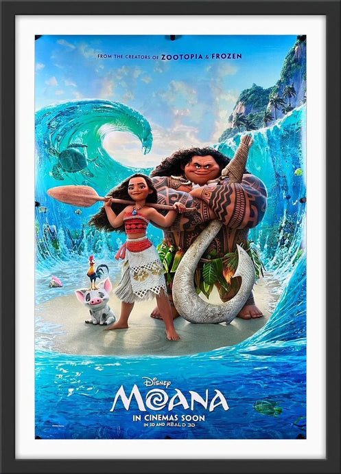 An original movie poster for the Disney film Moana