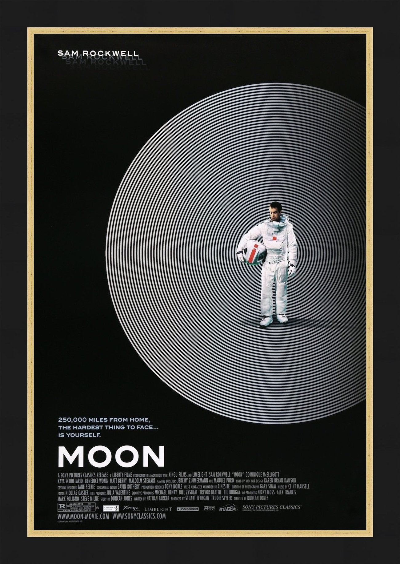 An original movie poster for the film Moon by Duncan Jones