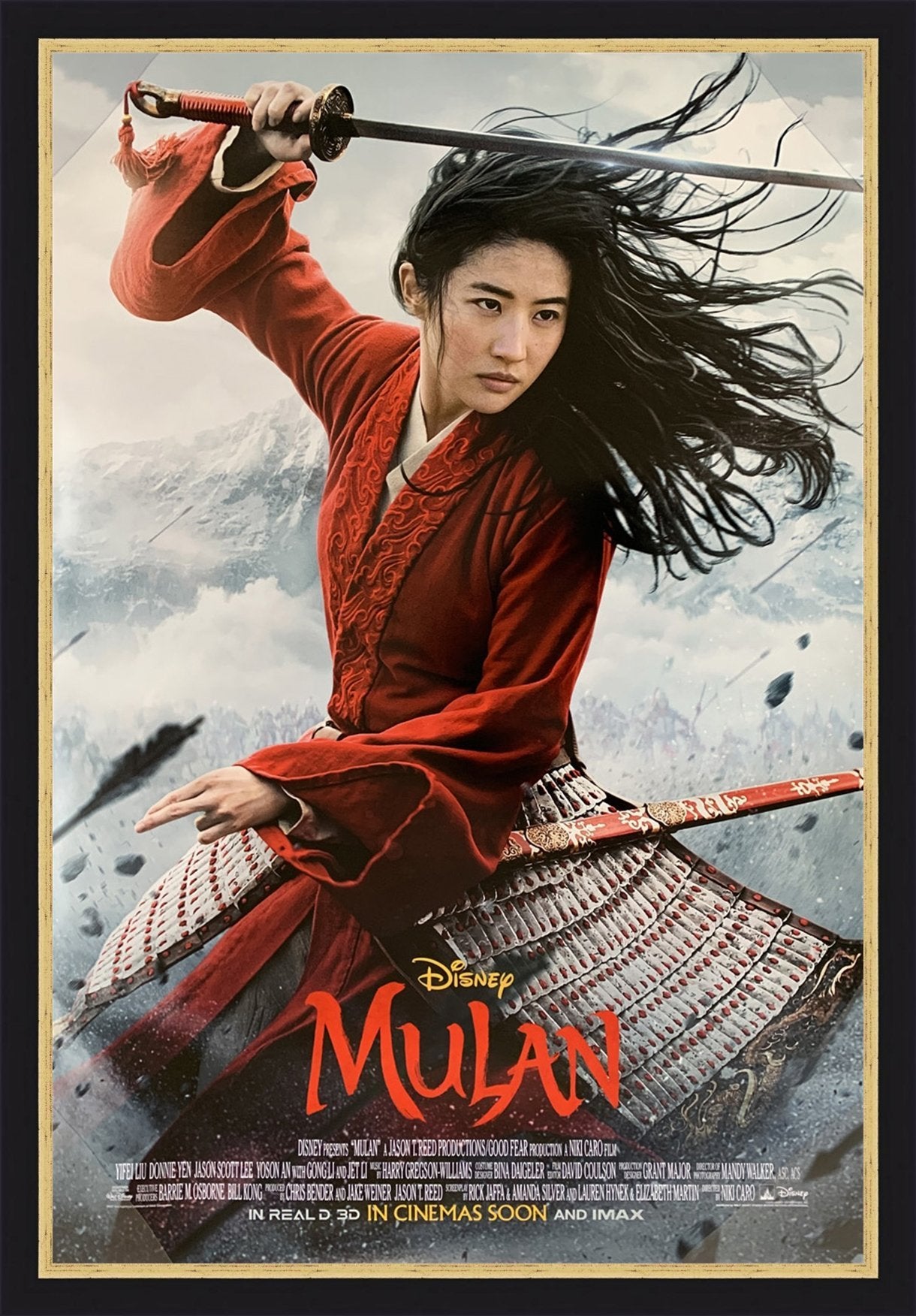 An original movie poster for the 2020 Disney film Mulan