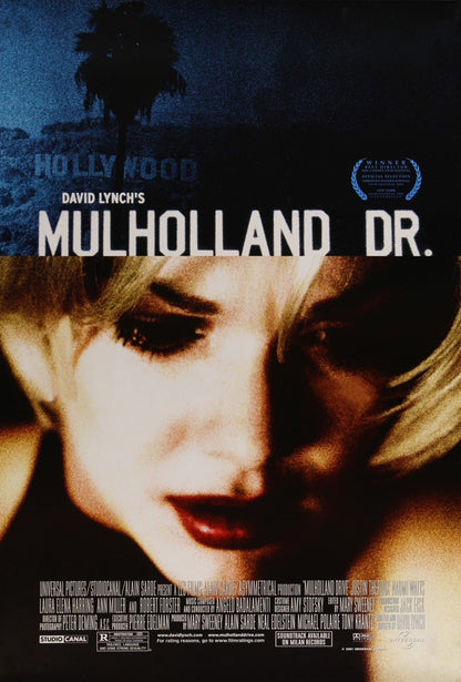 An original movie poster for the David Lynch film Mulholland Drive