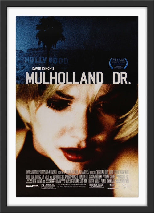 An original movie poster for the David Lynch film Mulholland Drive