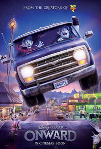 An original movie poster for the Disney / Pixar film Onward