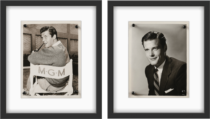 A pair of photos of Roger Moore from the 1950s