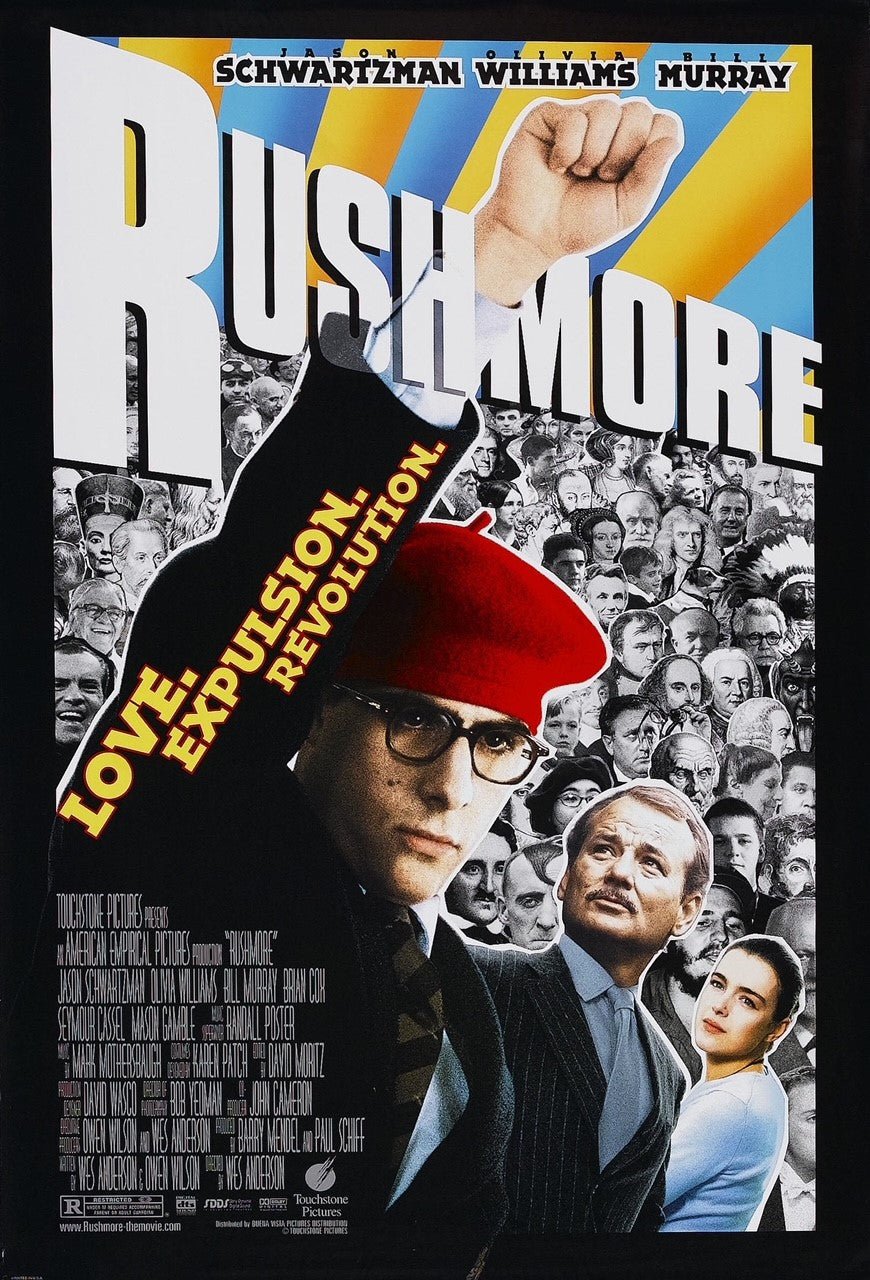 An original movie poster for the Wes Anderson film Rushmore