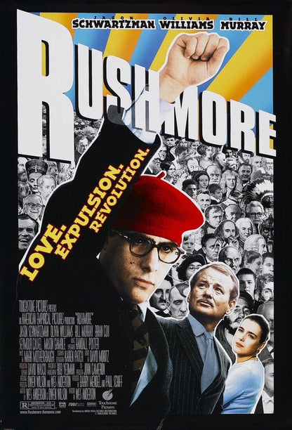 An original movie poster for the Wes Anderson film Rushmore