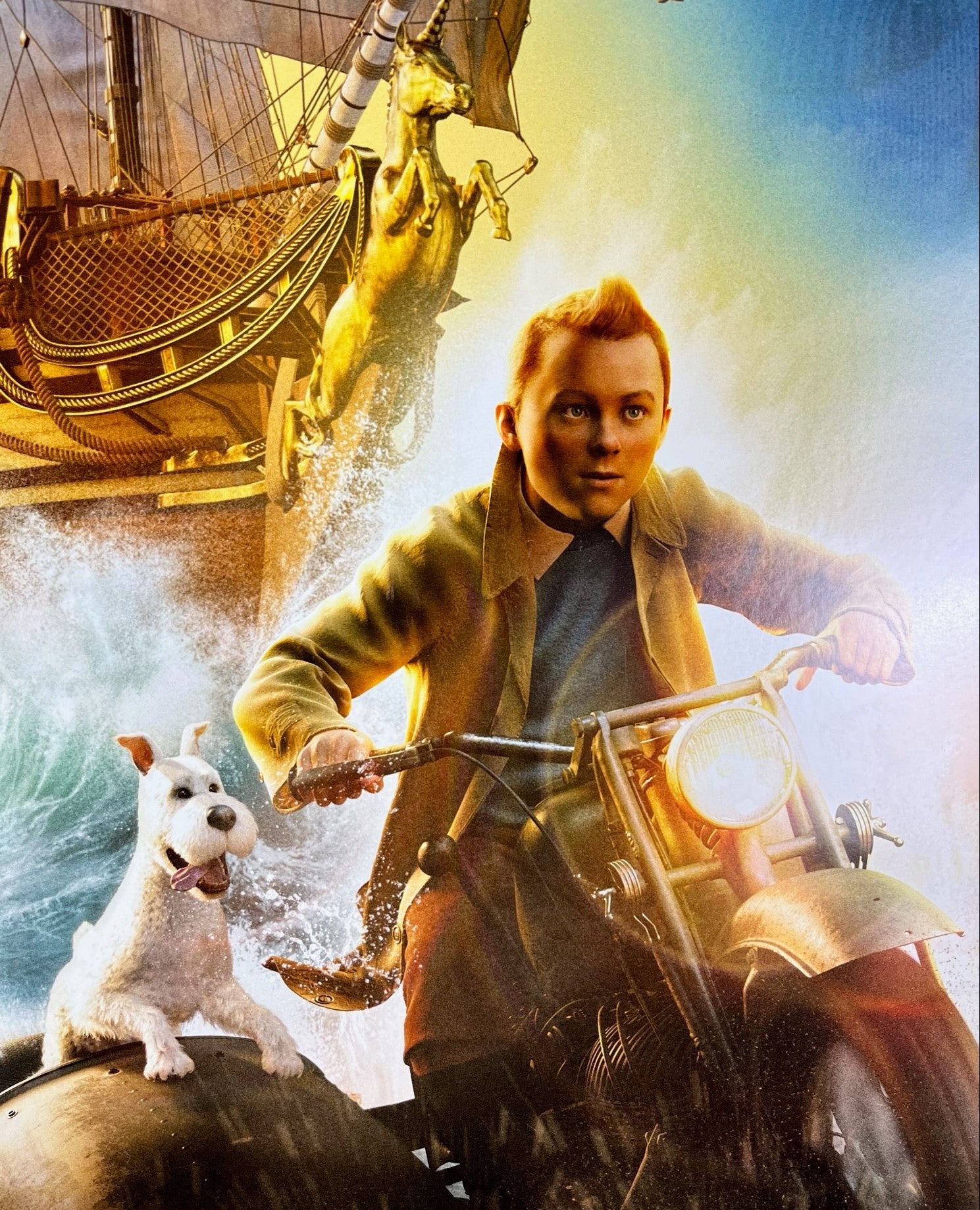 An original movie poster for the film The Adventures of TinTin