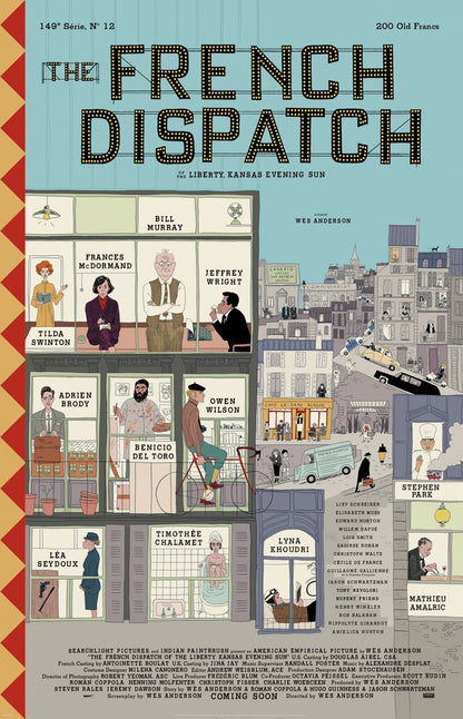 An original movie poster for the Wes Anderson film The French Dispatch