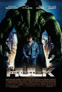 An original movie poster for the Marvel MCU film The Incredible Hulk