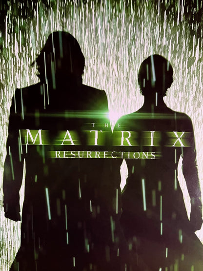 An original movie poster for the film The Matrix Resurrections