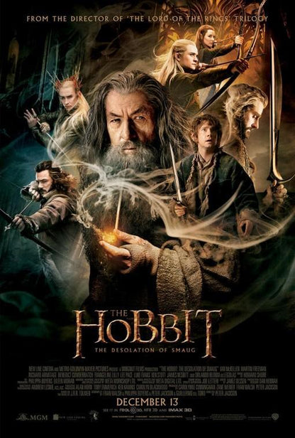 An original movie poster for the film The Hobbit : The Desolation of Smaug