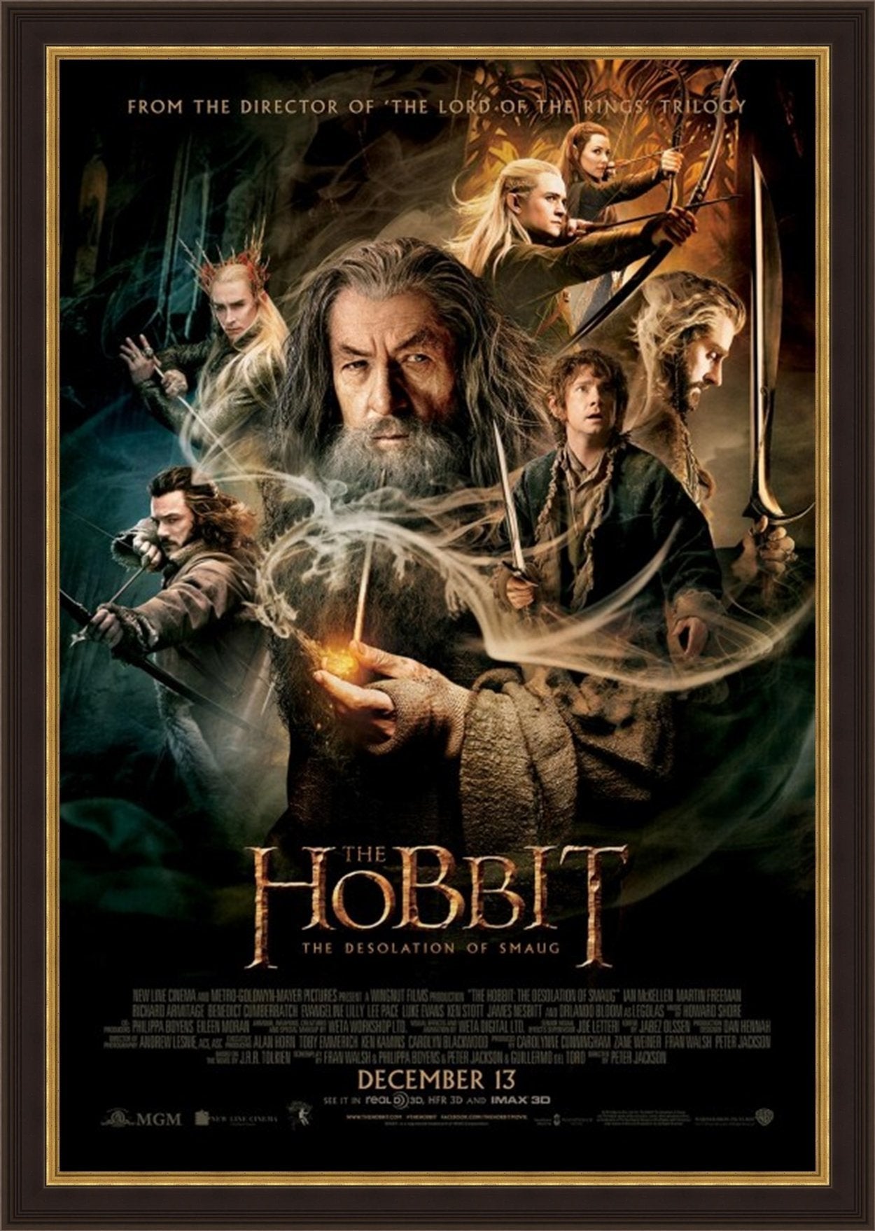 An original movie poster for the film The Hobbit : The Desolation of Smaug