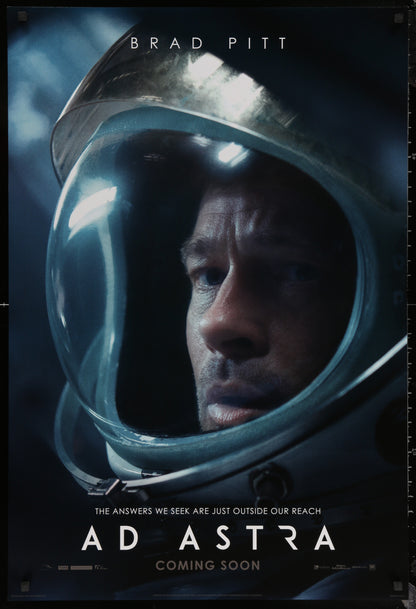 An original movie poster for the film Ad Astra with Brad Pitt