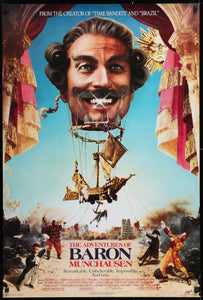 An original movie poster for the Terry Gilliam film "The Adventrues of Baron Munchausen"