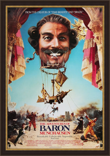 An original movie poster for the Terry Gilliam film "The Adventrues of Baron Munchausen"
