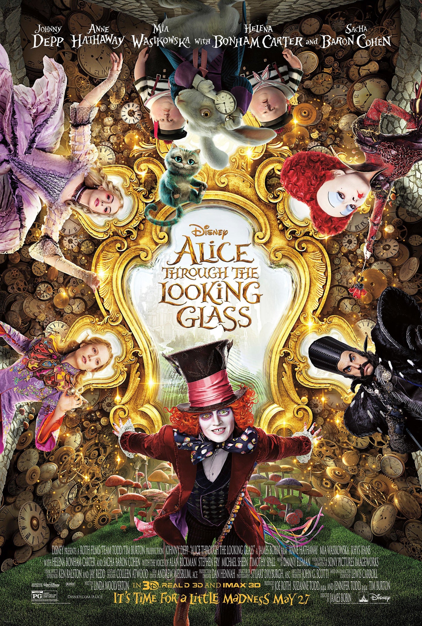 An original movie poster for the film Alice Through The Looking Glass
