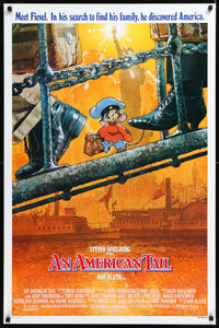 An original movie poster for the animated film An American Tail