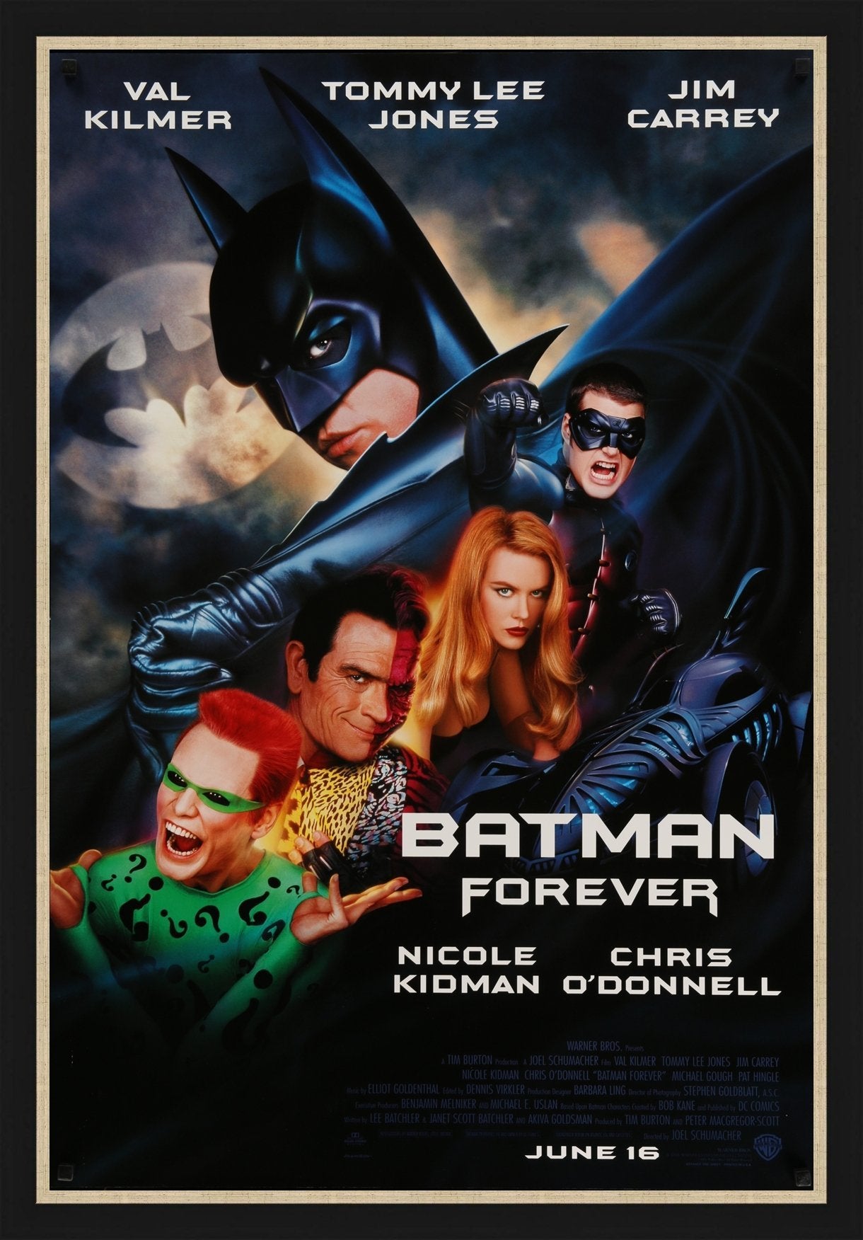 An original movie poster for the film Batman Forever