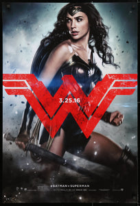 An original movie poster for the film Batman v Superman : Dawn of Justice