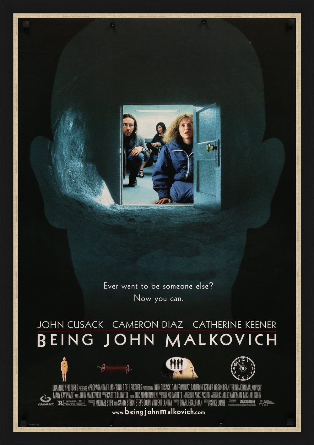 An original movie poster for the film Being John Malkovich