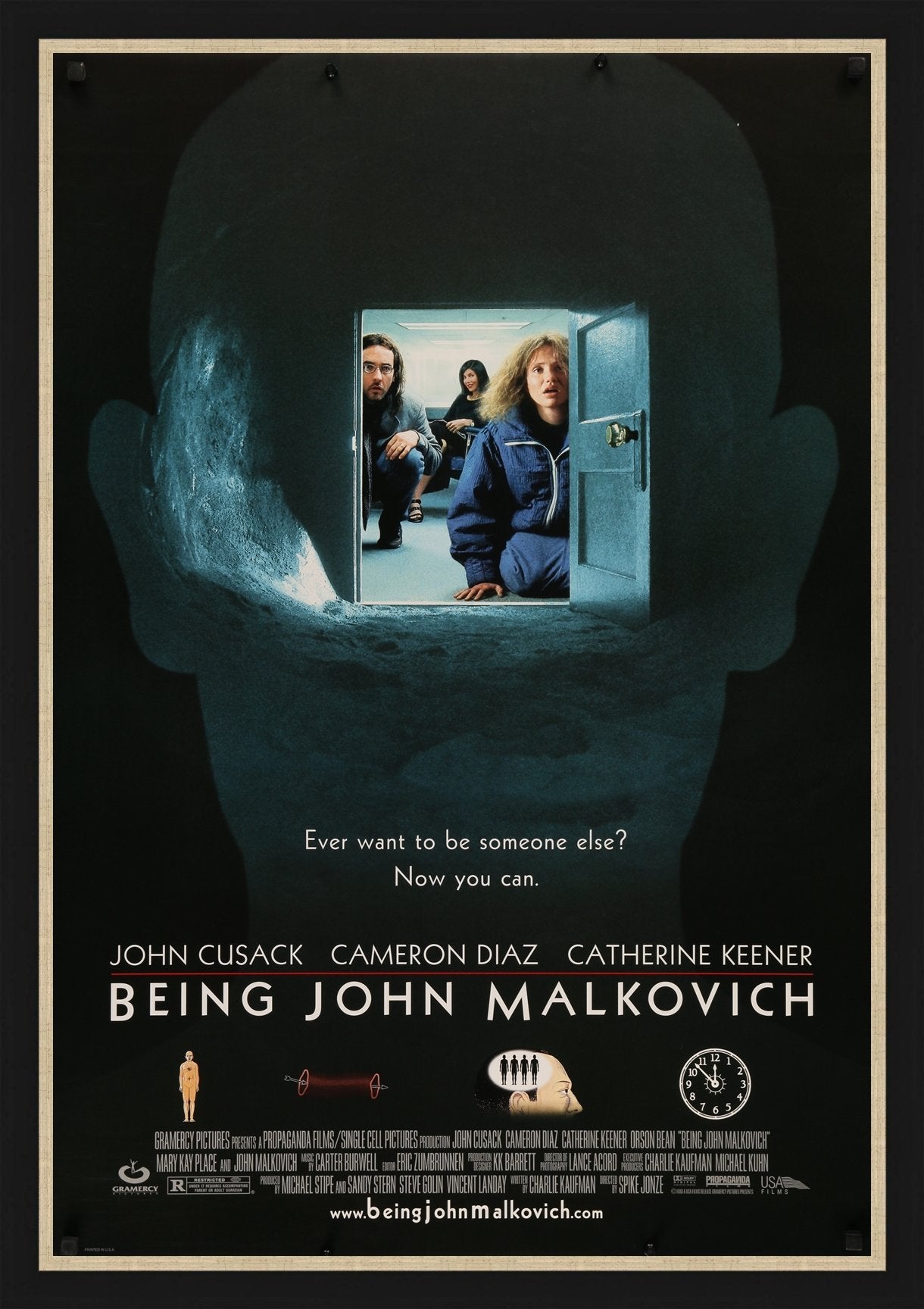 An original movie poster for the film Being John Malkovich